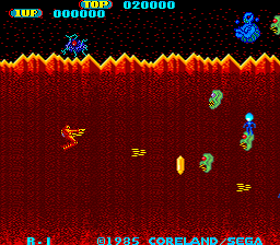 4-D Warriors (Arcade) screenshot: Note the boss in the upper corner