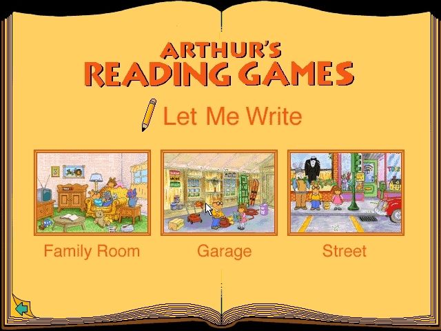 Arthur's Reading Games (Windows) screenshot: The location menu for Let Me Write