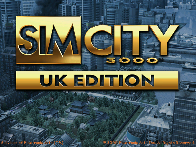 SimCity 3000 Unlimited (Windows) screenshot: Splash screen (UK Edition)