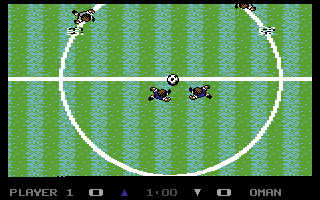 Keith Van Eron's Pro Soccer (Commodore 64) screenshot: Kick off (outdoor)