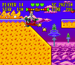 The Jetsons: Invasion of the Planet Pirates (SNES) screenshot: A speed chase
