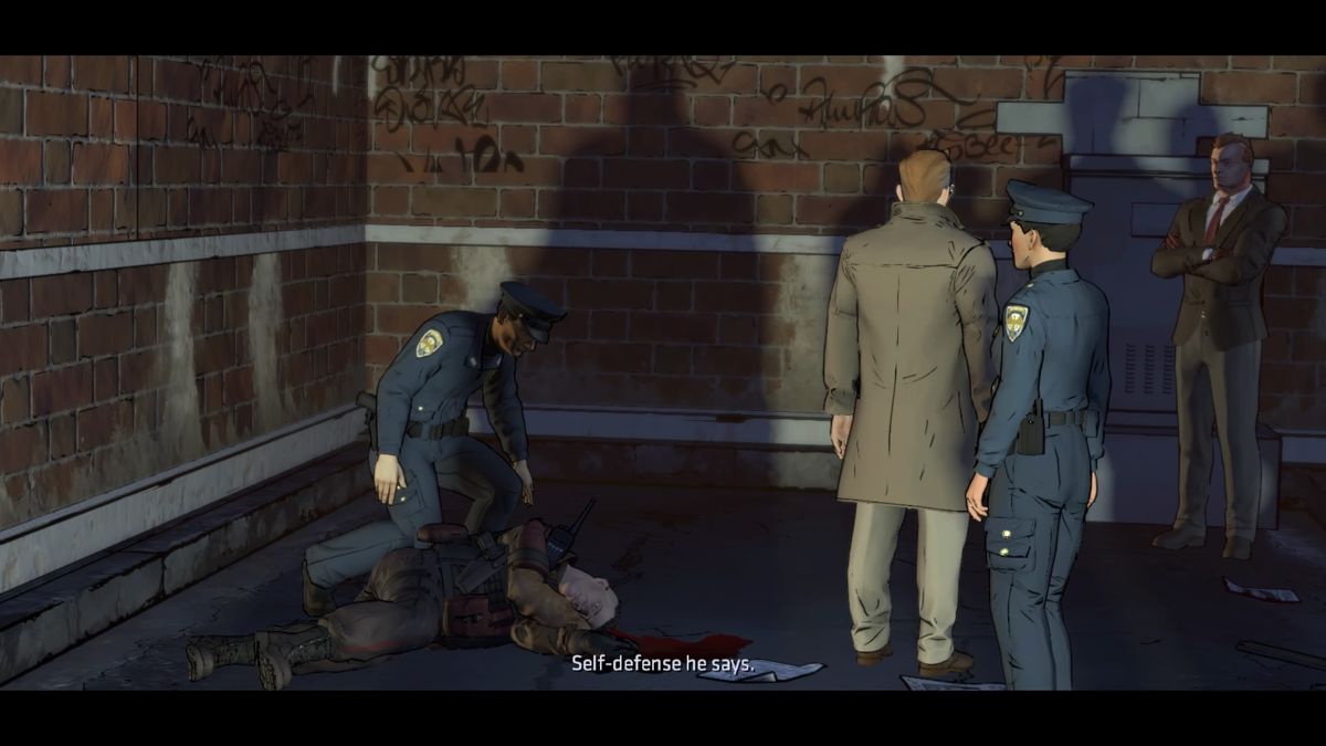 Batman: The Telltale Series - Episode Three of Five: New World Order (PlayStation 4) screenshot: Seems like Harvey had no trouble dealing with one of the attackers