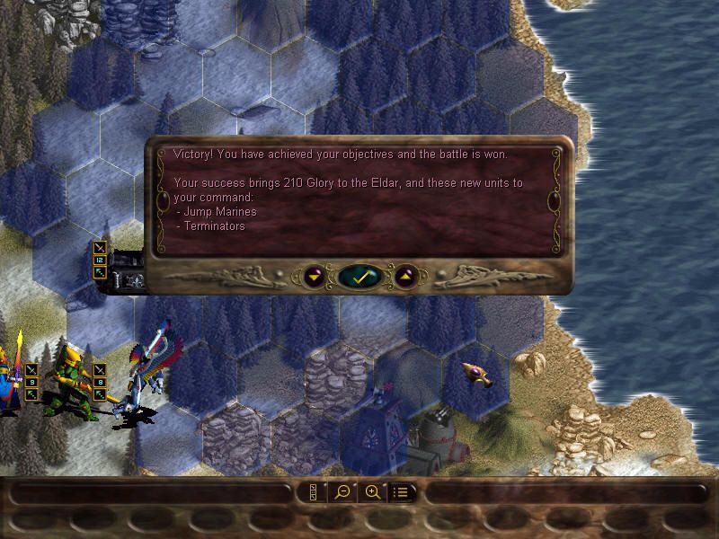 Warhammer 40,000: Rites of War (Windows) screenshot: Space Marines are now at my disposal.