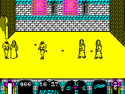 Tuareg (ZX Spectrum) screenshot: Not a good place to be. Lots of bad guys shooting things
