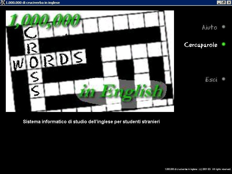 1,000,000 Crosswords (Windows) screenshot: The title screen in Italian