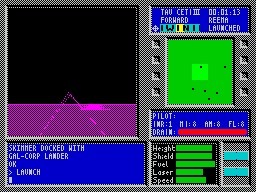 Tau Ceti: The Lost Star Colony (ZX Spectrum) screenshot: Sometimes infra red vision is needed. A hit on the target is still not guaranteed though