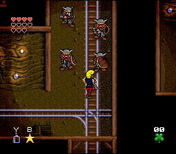 Young Merlin (SNES) screenshot: In the mines, fighting some dwarfs