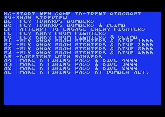 Chennault's Flying Tigers (Atari 8-bit) screenshot: Selecting actions to get into position to attack the bombers