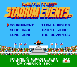 Stadium Events (NES) screenshot: Title screen (Bandai U.S. release)