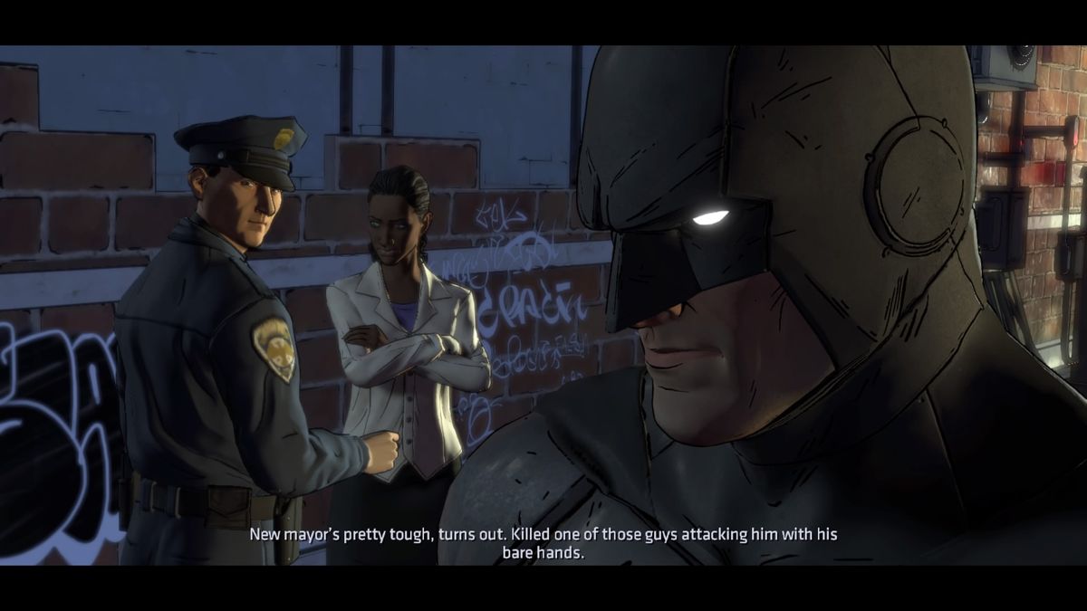 Batman: The Telltale Series - Episode Three of Five: New World Order (PlayStation 4) screenshot: Some of the police officers are impressed with the new mayor