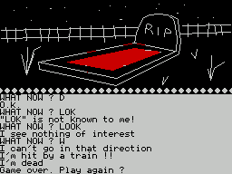 Ten Little Indians (ZX Spectrum) screenshot: Oh Dear! Game Over - and I thought I was doing so well