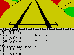 Ten Little Indians (ZX Spectrum) screenshot: Just trying random commands to see what happened and another picture cropped up