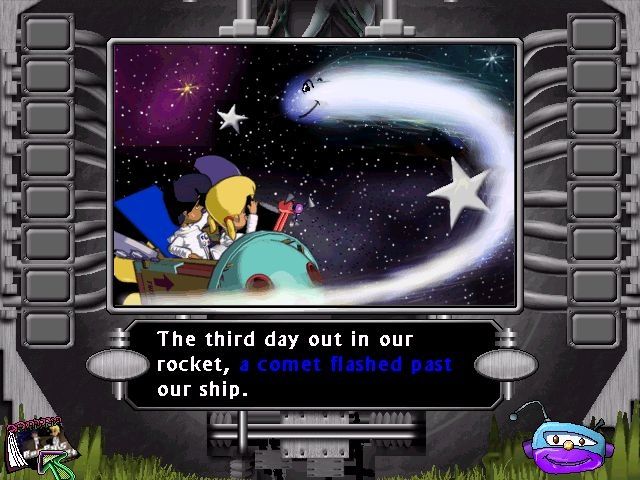 Junkyard Adventures in Space (Windows) screenshot: Roseys Rocket: Here the story is being sung, the game highlights the current phrase so the player can follow the song