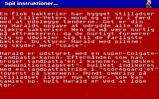 Harald Hårdtand: Kampen om de rene tænder (DOS) screenshot: Instructions (EGA)