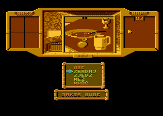 A.D. 2044: Seksmisja (Atari 8-bit) screenshot: A closeup of the table