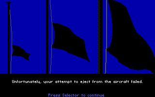F-19 Stealth Fighter (DOS) screenshot: Failed mission.