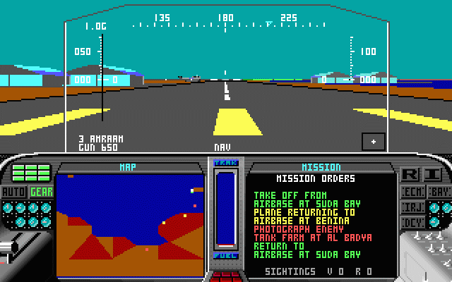 F-19 Stealth Fighter (DOS) screenshot: In the cockpit