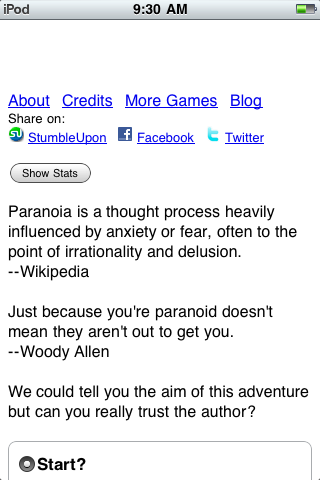 Paranoia (iPhone) screenshot: Introduction