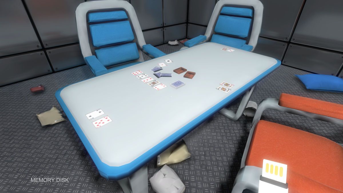 Alone in Space (Windows) screenshot: Unfortunately you can't play a cards minigame here