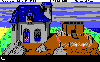 King's Quest III: To Heir is Human (DOS) screenshot: Manannan's home. He's your not so friendly boss. (EGA/Tandy)