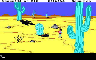 King's Quest III: To Heir is Human (DOS) screenshot: The desert. (EGA / TANDY)