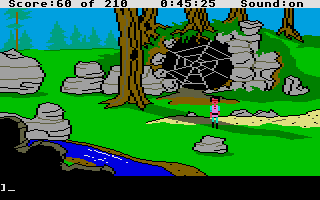 King's Quest III: To Heir is Human (Atari ST) screenshot: Giant spider web.