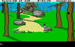 King's Quest III: To Heir is Human (Atari ST) screenshot: Path leads up to mountain.