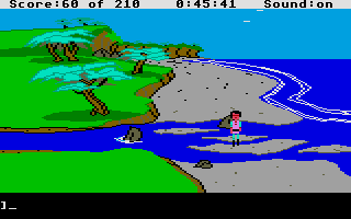 King's Quest III: To Heir is Human (Atari ST) screenshot: Walking along beach,