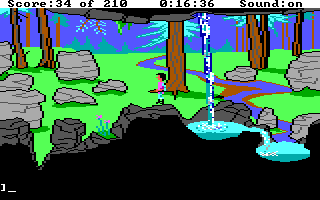 King's Quest III: To Heir is Human (DOS) screenshot: Some pretty AGI countryside. (EGA/Tandy)