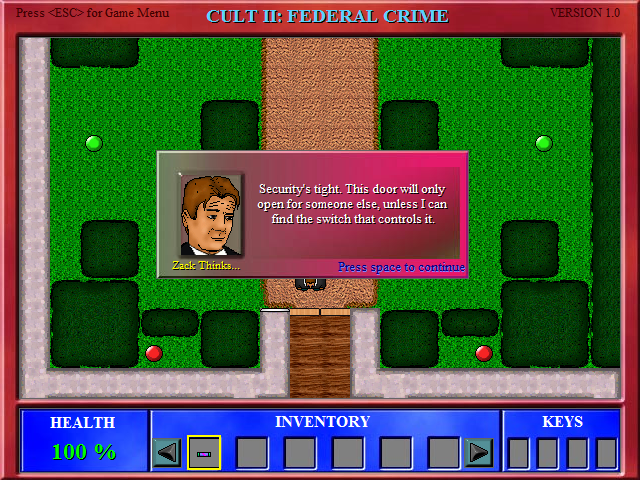 Cult II: Federal Crime (Windows) screenshot: A locked door