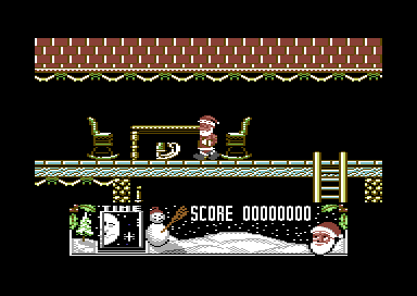 The Official Father Christmas (Commodore 64) screenshot: Found a part.
