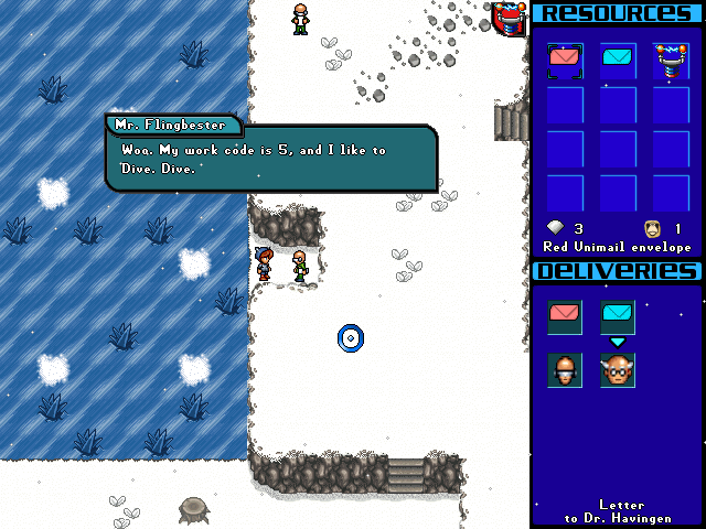 Hyperspace Delivery Boy! (Windows) screenshot: More fun sliding across the ice