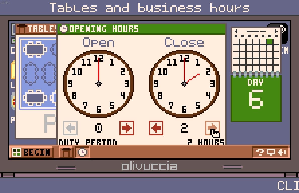 Pizza Express (Windows) screenshot: Opening hours
