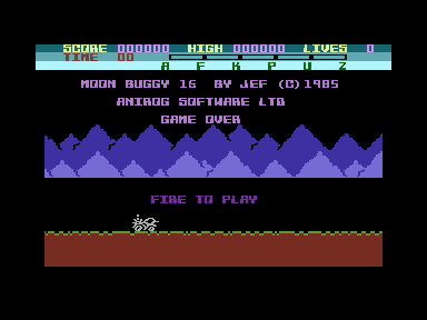 Moon Buggy (Commodore 16, Plus/4) screenshot: Title screen