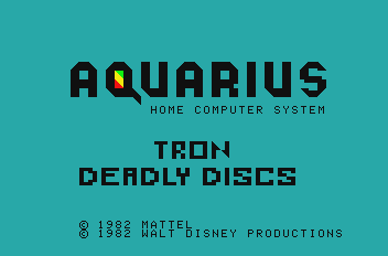 Tron: Deadly Discs (Mattel Aquarius) screenshot: Title screen