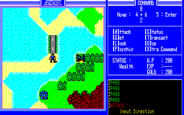 Genesis: Beyond the Revelation (PC-88) screenshot: Note the cool destroyed highways