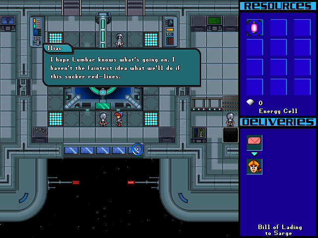 Hyperspace Delivery Boy! (Windows) screenshot: The crazy engine room where no one knows what's going on