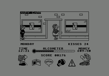 Andy Capp (Amstrad CPC) screenshot: 'Ello love.