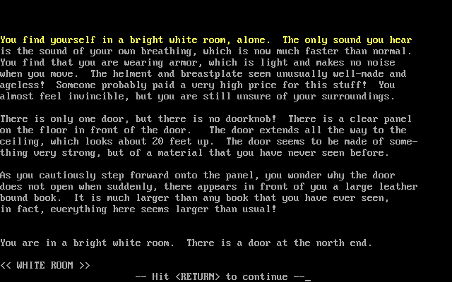 Christian Text Adventure #1 (DOS) screenshot: Opening narration