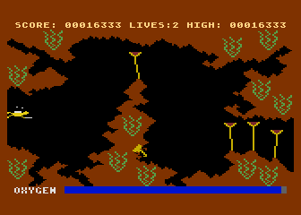 Neptune's Daughters (Atari 8-bit) screenshot: The next part of the caverns.