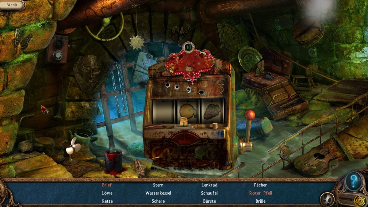 Alex Hunter: Lord of the Mind (Windows) screenshot: A hidden object scene in the sewer.