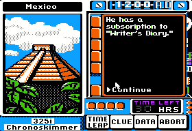 Where in Time Is Carmen Sandiego? (Apple II) screenshot: A clue.