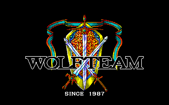 Arcus II: Silent Symphony (PC-88) screenshot: Groovy Wolfteam logo!