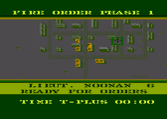 Field of Fire (Atari 8-bit) screenshot: Town battle