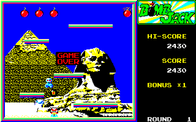 Bomb Jack (PC-88) screenshot: Oops...