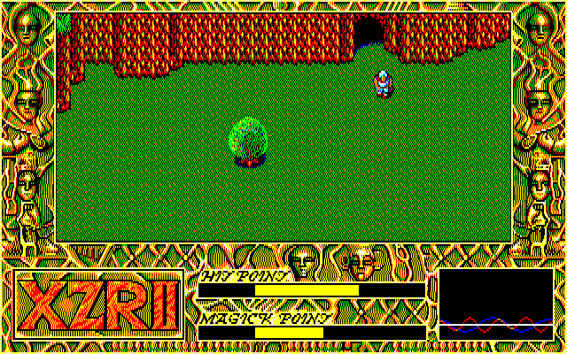 Exile (PC-88) screenshot: Cave entrance