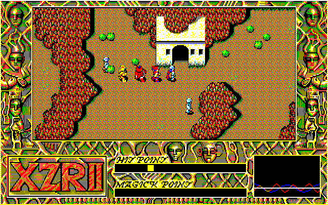 Exile (PC-88) screenshot: Assassins' village