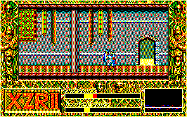 Exile (PC-88) screenshot: Old City labyrinths