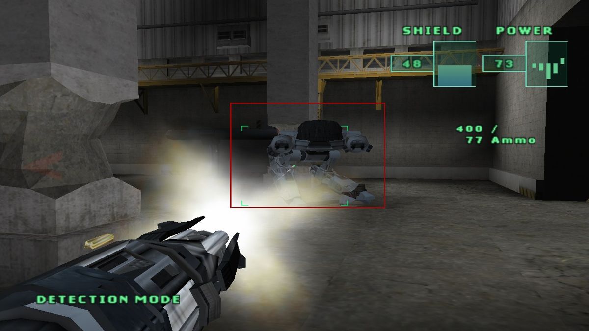 RoboCop (Windows) screenshot: Fighting an ED-209