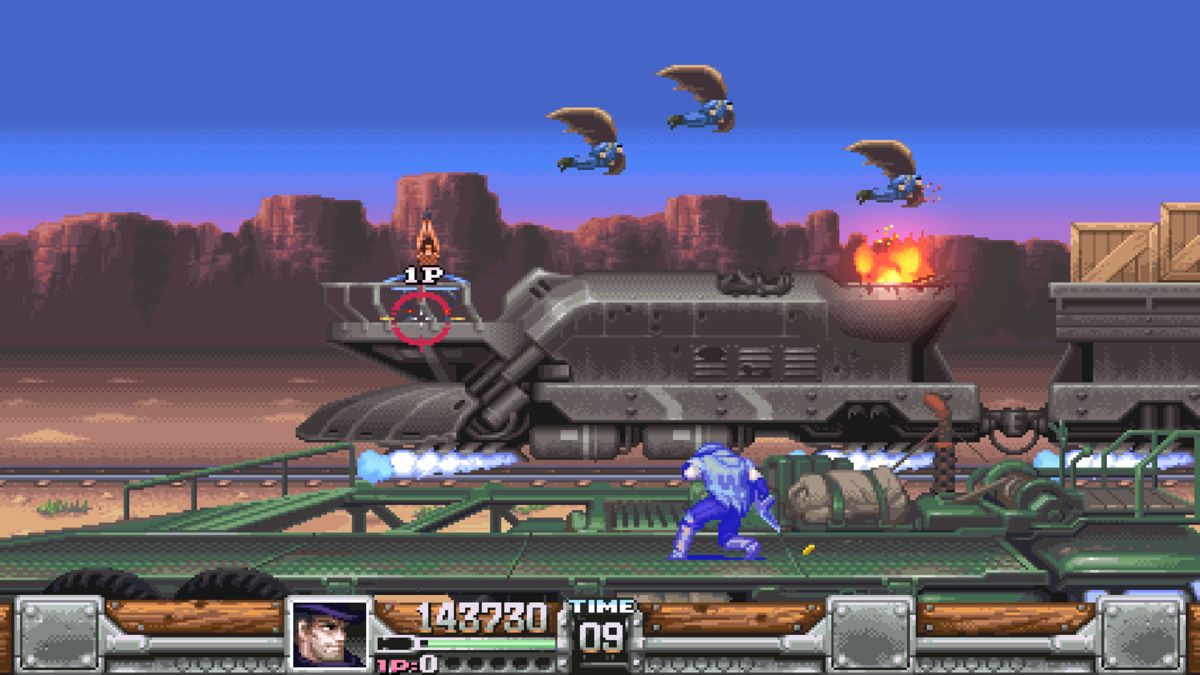 Wild Guns: Reloaded (Windows) screenshot: This enemy in the train level is able to stun you.